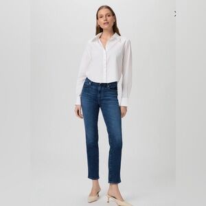 Paige Cindy Jeans Womens 31 Straight Leg Stretch Denim Medium Dark Wash Preppy